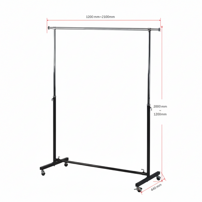 Black & Chrome Garment Rack 120cm | Heavy Duty Clothes Rack