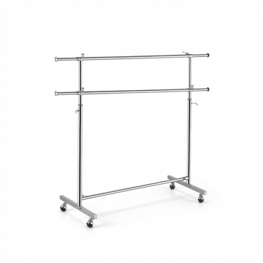 120cm Double Garment Rack Full Chrome | Heavy Duty Clothes Display