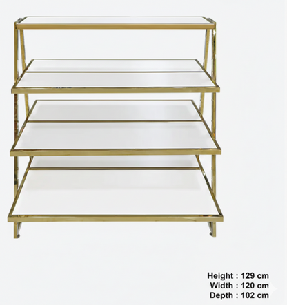 Display Stand, 4-Tier, Metal Frame with Wood Shelves