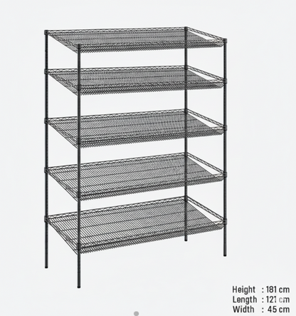 Mobile Slanted Wire Shelving Unit for Bakeries and Cafes