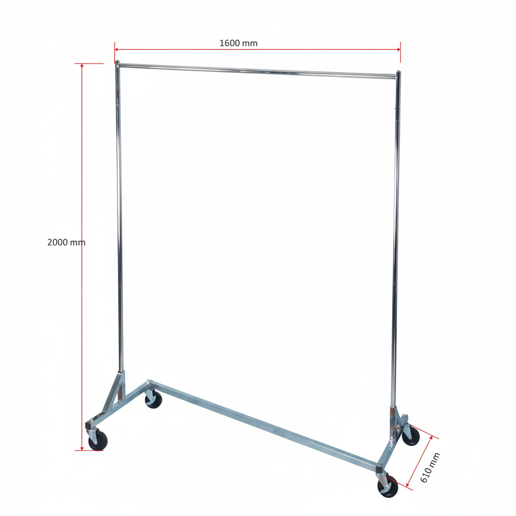 Z-Type Garment Rack 160cm Black & Chrome | Heavy Duty Clothes Rack