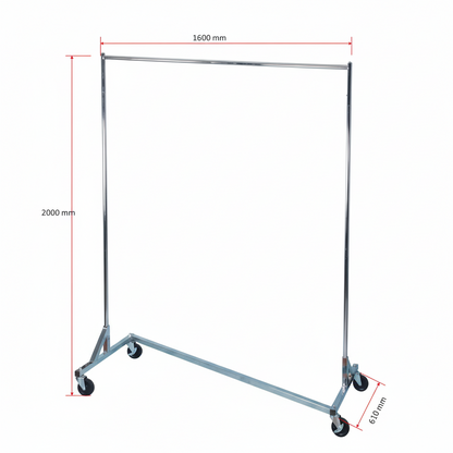 Z-Type Garment Rack 160cm Black & Chrome | Heavy Duty Clothes Rack