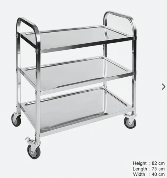 Serving Trolley, 3-tier, Stainless Steel