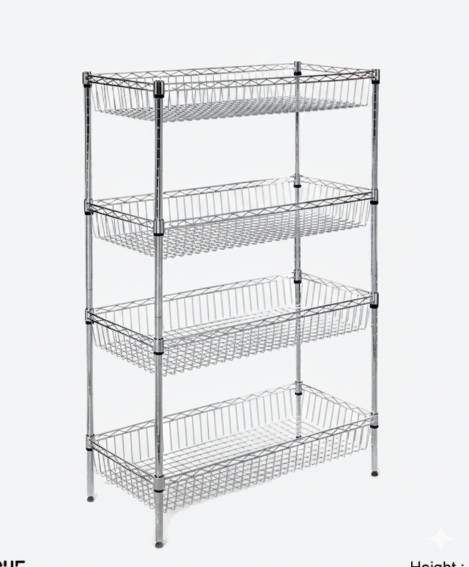 Metro Wire Shelving System, 4 Baskets Tiers