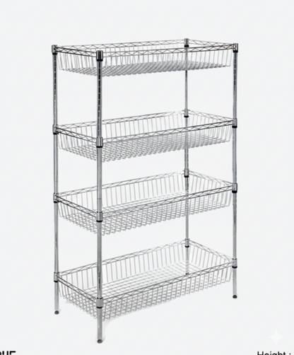 Metro Wire Shelving System, 4 Baskets Tiers