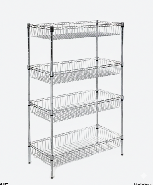 Metro Wire Shelving System, 4 Baskets Tiers