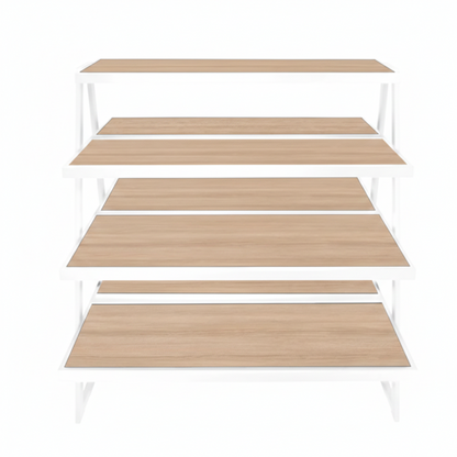 Display Stand, 4-Tier, Metal Frame with Wood Shelves