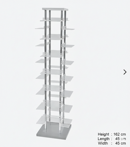 28-Tier Shoe Tower with Clear Acrylic Shelves & Metal Frame | Shoe Display Rack