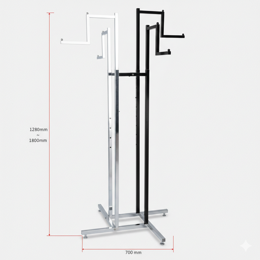 Garment Display Stand | 4-Step Arms (Chrome)