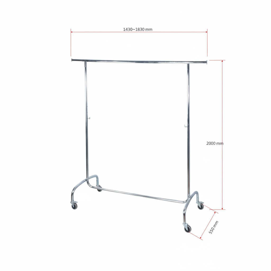 143cm x 200cm Chrome Garment Rack | Heavy Duty Clothes Display Stand