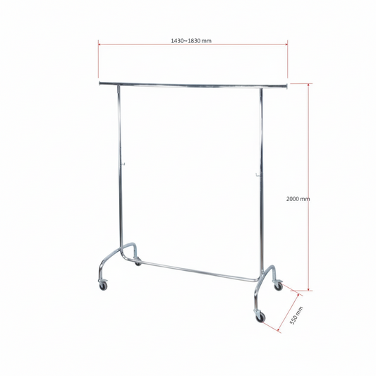 143cm x 200cm Chrome Garment Rack | Heavy Duty Clothes Display Stand