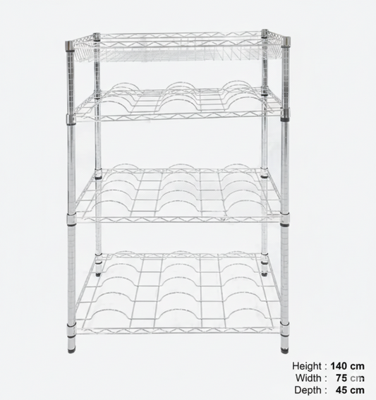 4 Tiers Chrome Metro Shelving System