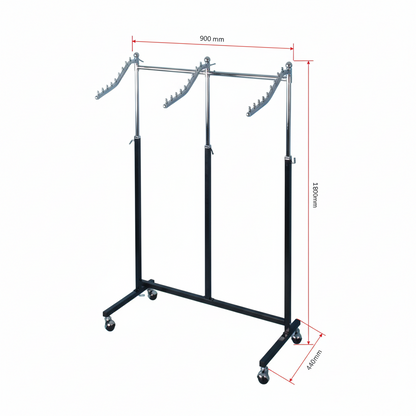 2 Arm Garment Rack Black & Chrome | Heavy Duty Clothes Display Stand
