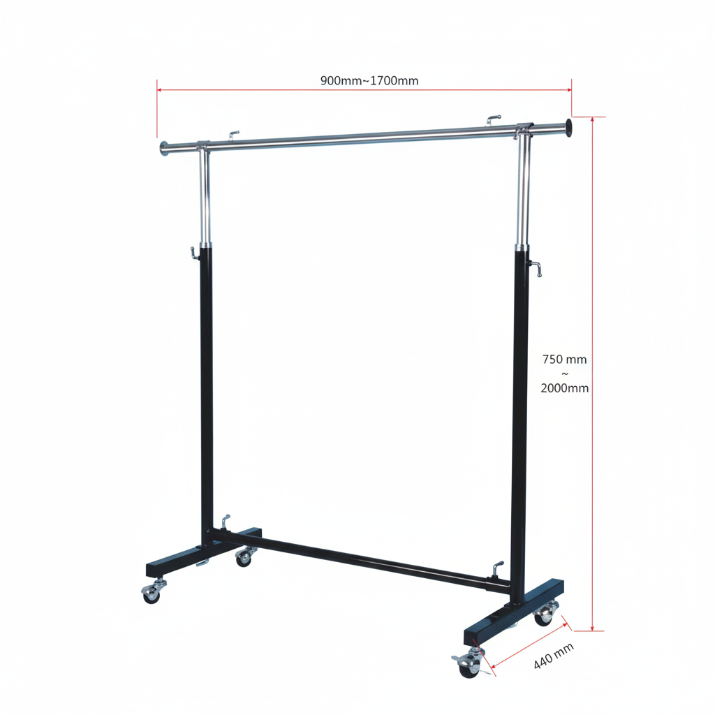 Black & Chrome Garment Rack 120cm | Heavy Duty Clothes Rack
