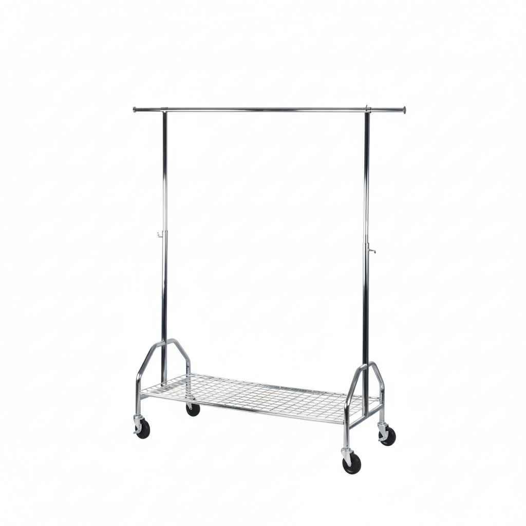 120cm Garment Rack with Shelf Chrome | Clothes Display Stand