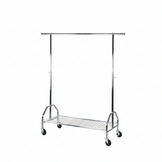 120cm Garment Rack with Shelf Chrome | Clothes Display Stand