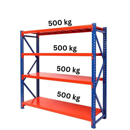 Heavy Duty Storage Rack 500Kg Weight Capacity Per Layer Orange Blue
