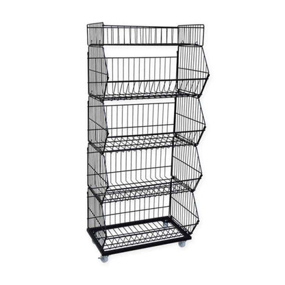 L 70 x W 40 x H 140cm Chips Snacks Kitchen Retail Rack  Basket Folding Black / Chrome / white