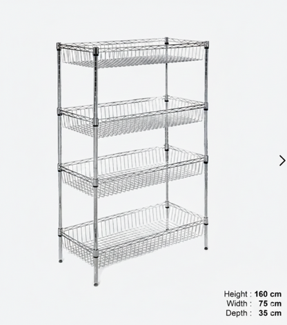 Metro Wire Shelving System, 4 Baskets Tiers