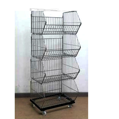 L 70 x W 40 x H 140cm Chips Snacks Kitchen Retail Rack  Basket Folding Black / Chrome / white
