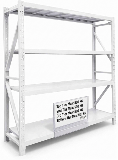 4-Tier Industrial Steel Shelving Rack | 500kg Capacity | Heavy Duty Rack
