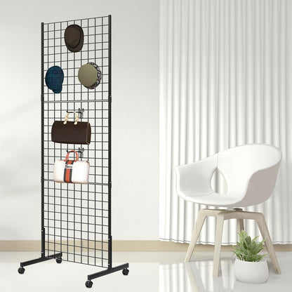 Wire Grid Panel Tower with T-Base Floor standing, Wire Grid Wall Display Rack with hooks