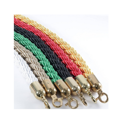 5 Feet Stanchion Queue Barrier Rope with Gold Hooks
