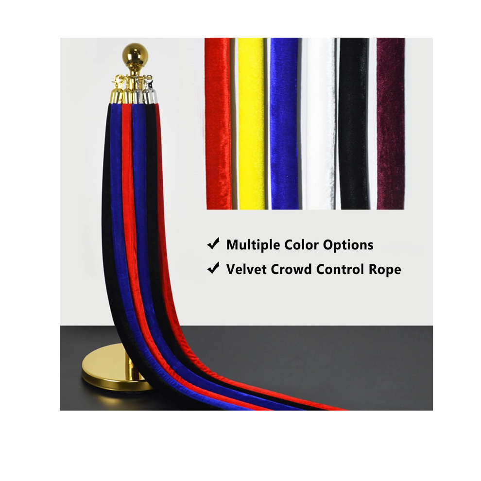 5 Feet Stanchion Queue Barrier Rope with Gold Hooks