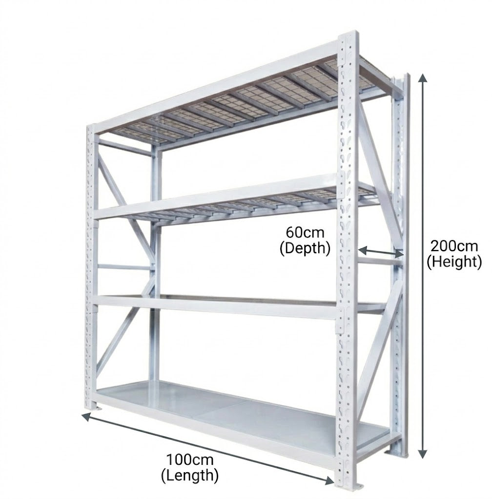 White Large Storage Racks Premium White Heavy Duty Storage Rack (1200kg Capacity)1mtr Length – I ...