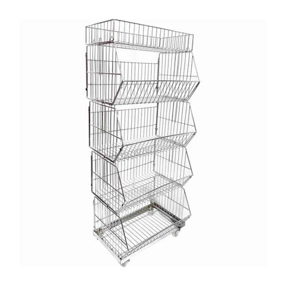 L 70 x W 40 x H 140cm Chips Snacks Kitchen Retail Rack  Basket Folding Black / Chrome / white
