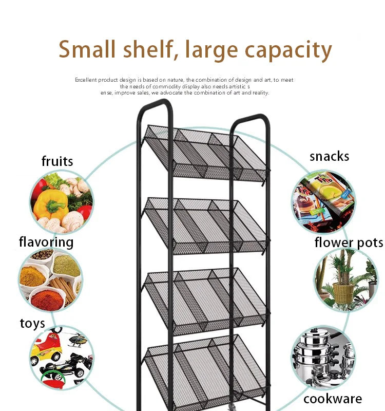 Grocery Store Shelf for Retail Supermarket, 4 Tier Crisps Racks with Removable Divider without Tyres
